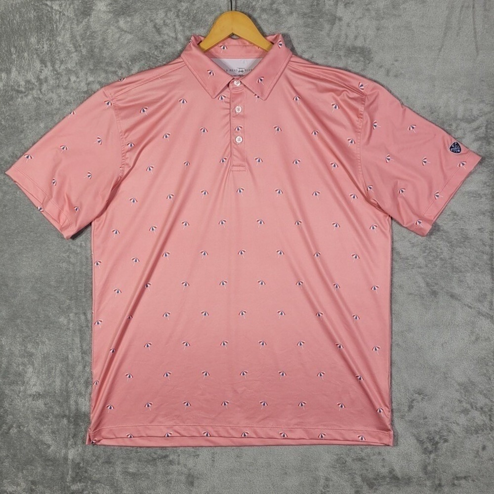 Bald Head Blues Shirt Mens XL Polo Umbrella All Over Print AOP Golf Poly Spandex